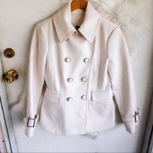 Nordstrom Off White Wool Button Dress Coat
